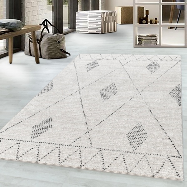 Large Moroccan Rug Cream I Bedroom Modern Berber Cream Rug